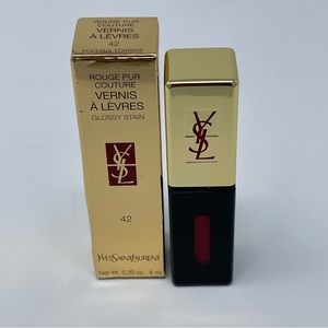New YSL Yves Saint Laurent Rouge Pur Couture Glossy Stain #42 Fuchsia Torride